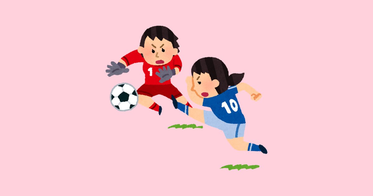 ゴールへのシュート（女子サッカー・日韓対決のイメージ）