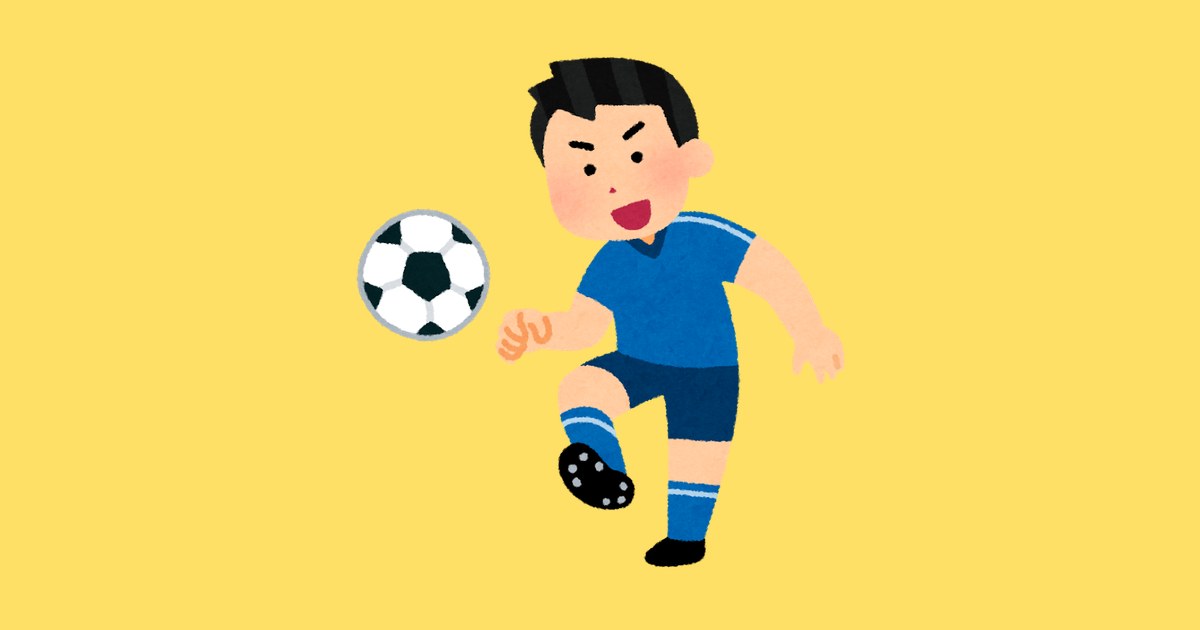パスをするサッカー選手のイラスト