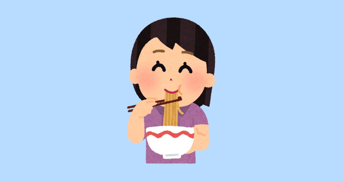 ラーメンを食べる女の子のイラスト