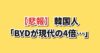【悲報】韓国人「日本での販売台数、BYDが現代の4倍だった…」