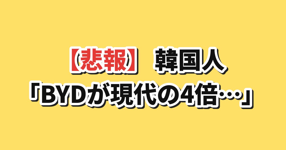【悲報】韓国人「日本での販売台数、BYDが現代の4倍だった…」