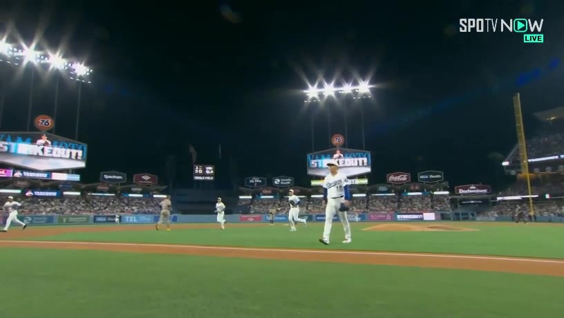 奪三振の表示が出るドジャースタジアム