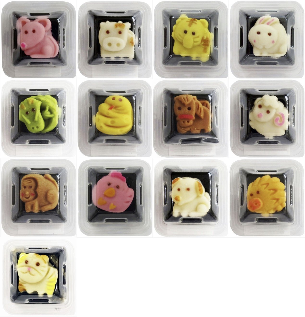 十二支をかたどった練り切りの和菓子13個