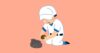砂を集める高校球児のイラスト(いらすとや)