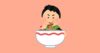 ラーメンの大食いをしている人のイラスト