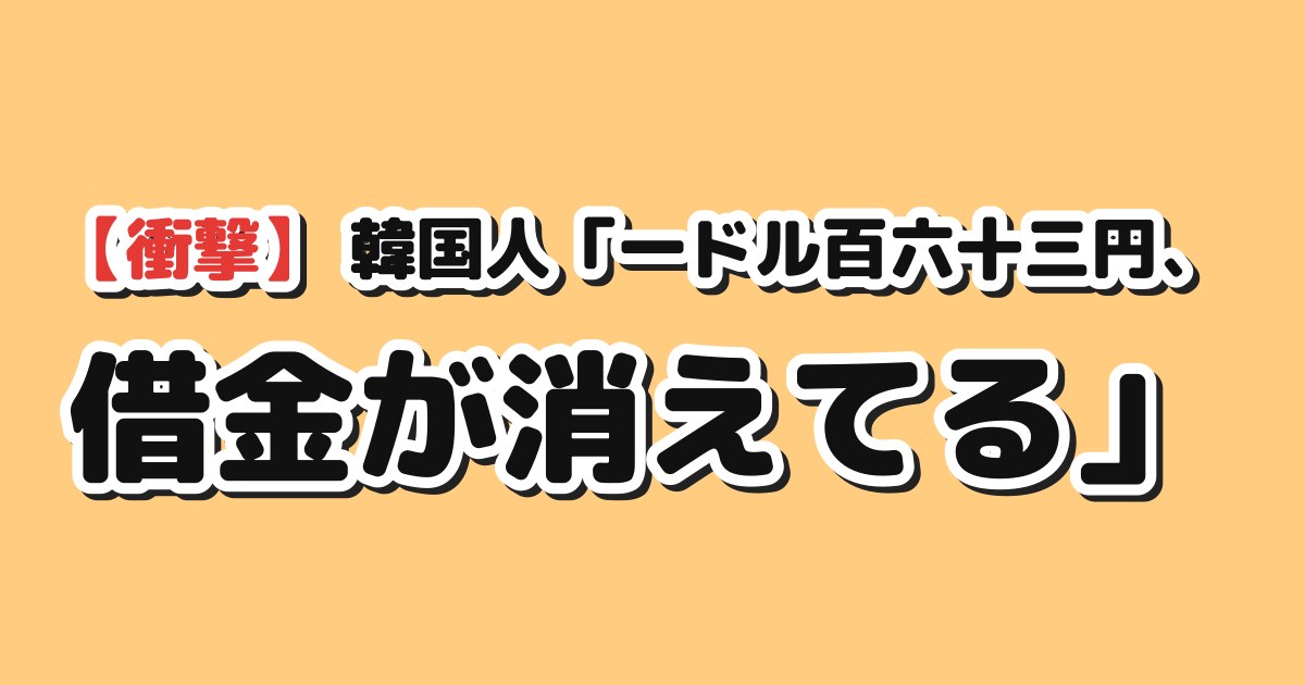 【衝撃】韓国人「1ドル163円、借金が消えてる」