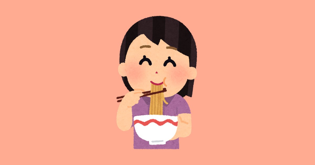 ラーメンを食べる女の子のイラスト
