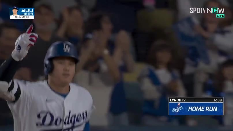 逆転2ランを放ち指を立てる大谷翔平