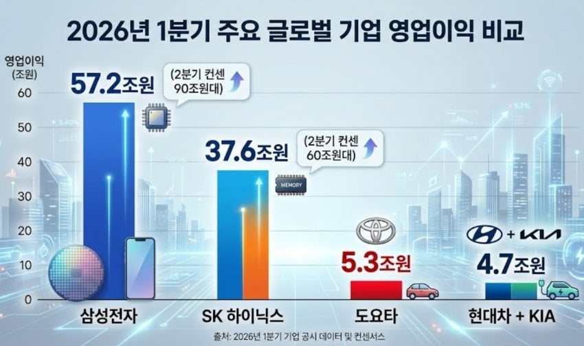 2026年第1四半期 主要グローバル企業の営業利益比較グラフ