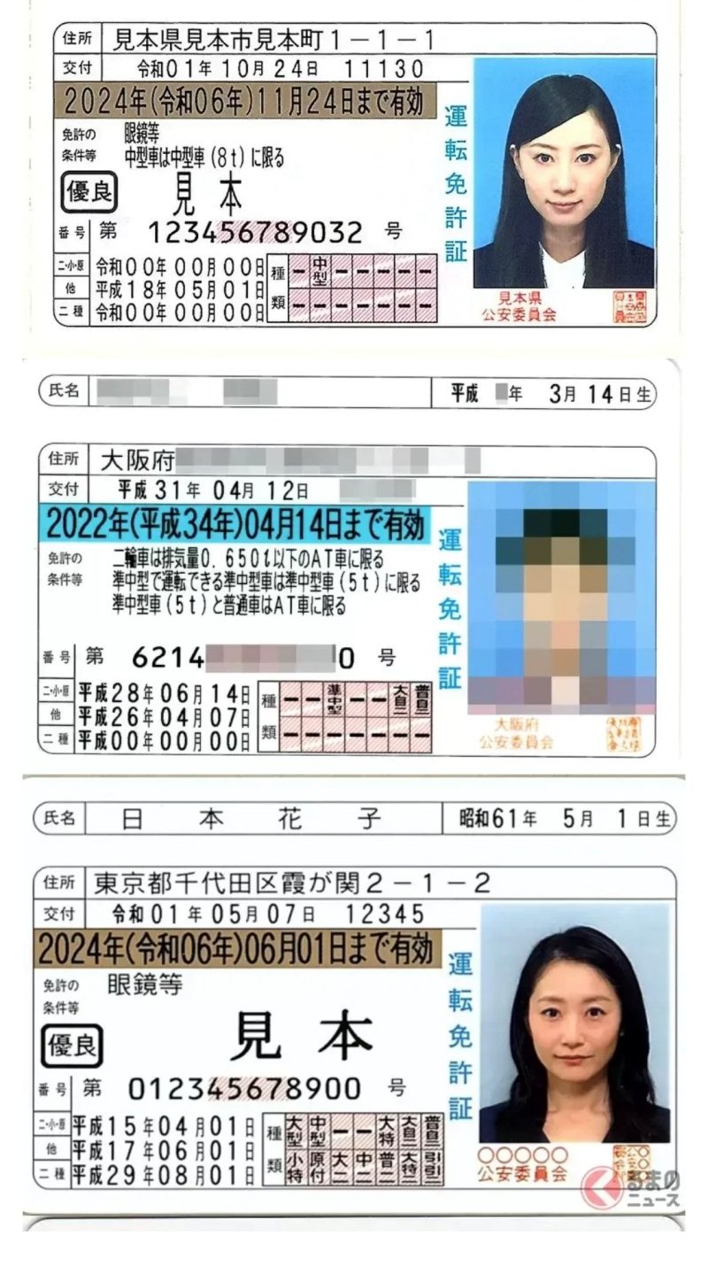 日本の運転免許証の見本