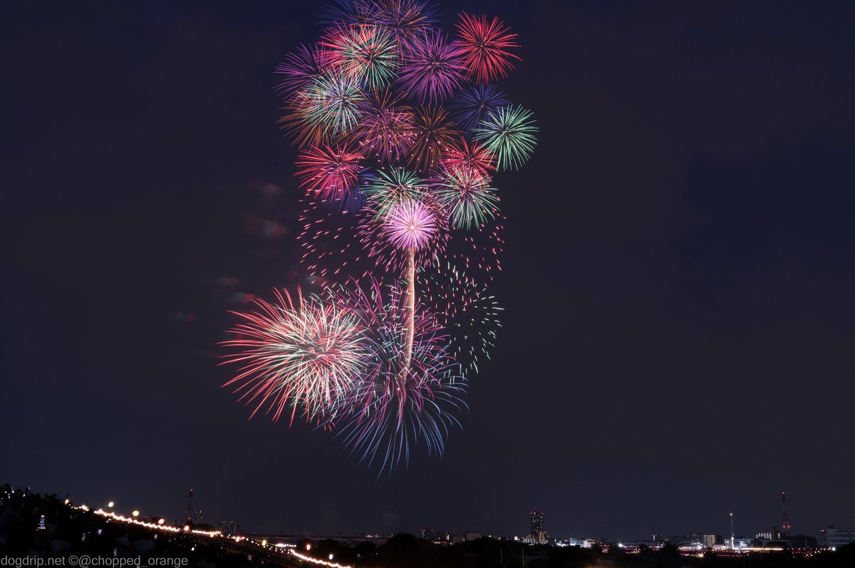 いたばし花火大会の夜空に上がった花火