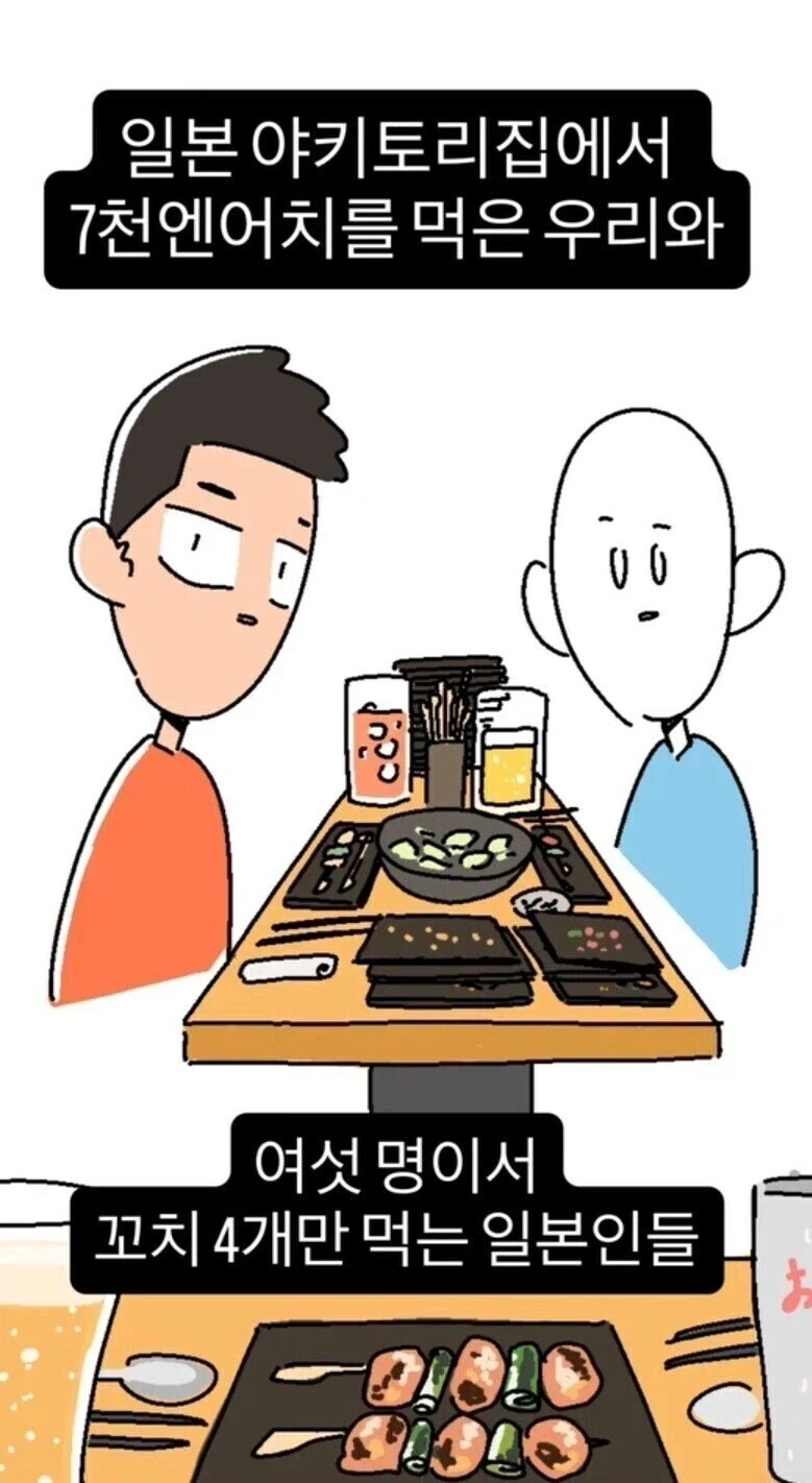 焼き鳥屋のテーブルを描いたイラスト