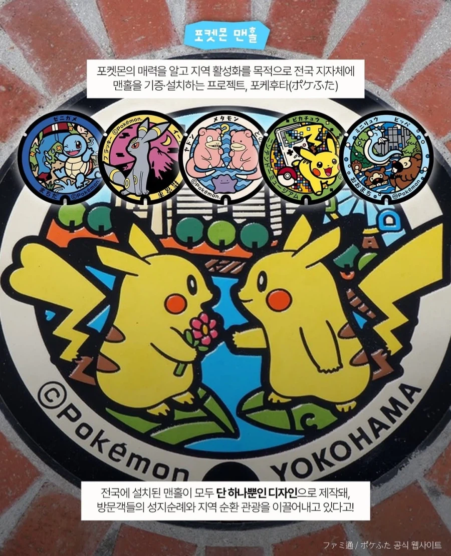 ポケモンのデザインマンホール（ポケふた）
