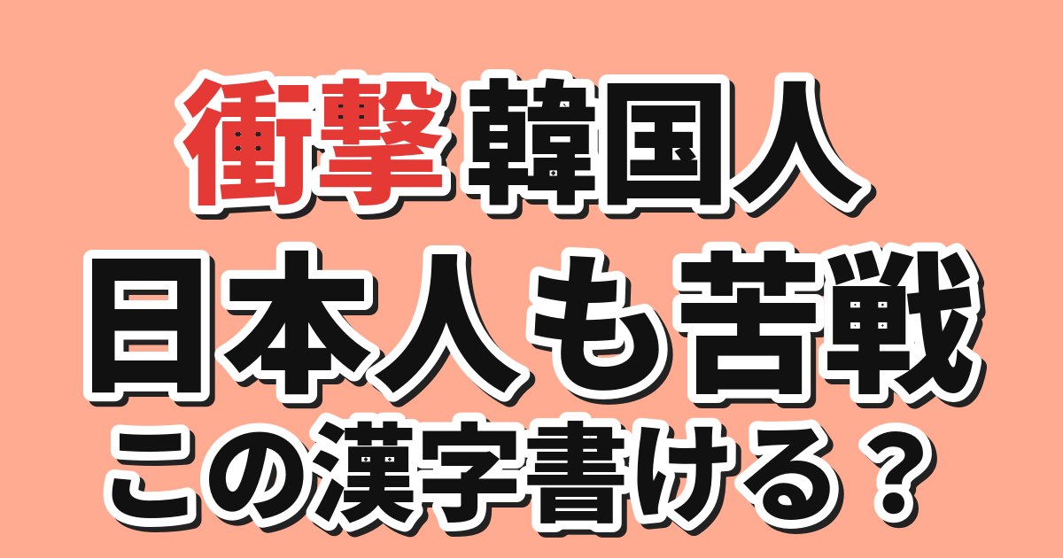 【衝撃】韓国人「日本人も書くのが難しい漢字、これか…」
