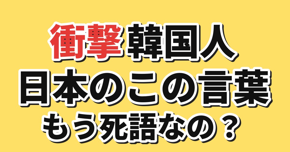【衝撃】韓国人「日本のこの言葉、もう死語なの？ まだ聞くんだけど…」