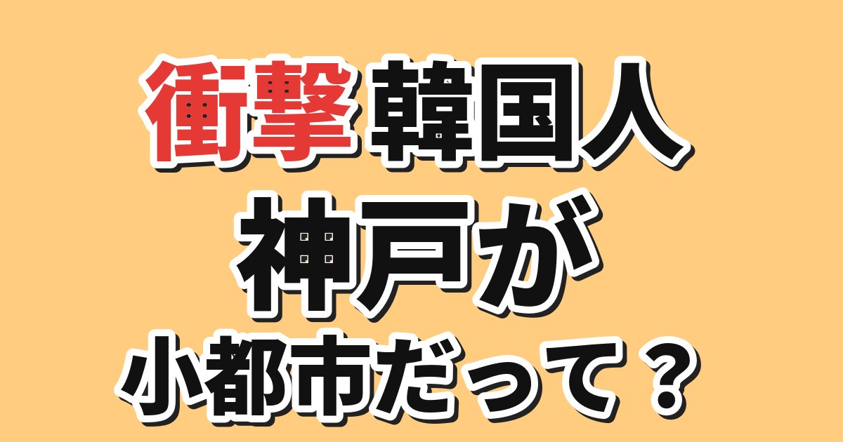 【衝撃】韓国人「神戸が小都市？ 日本旅行のその呼び方、ちょっと待って」