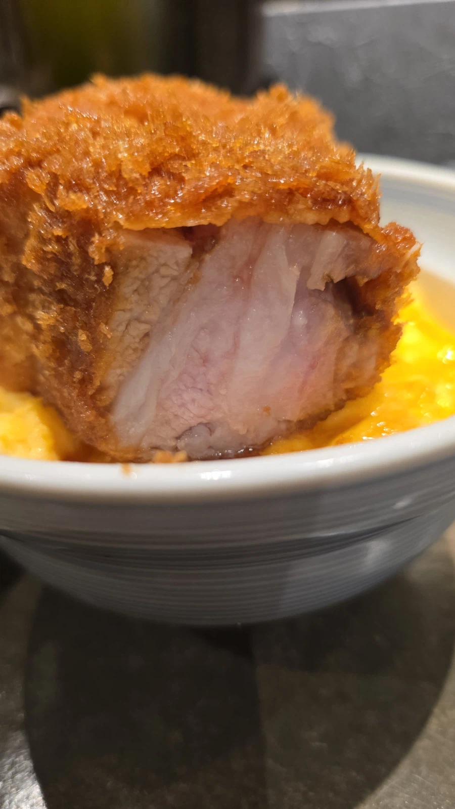 とんかつ丼の断面